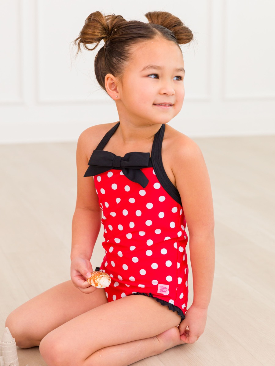 Red Vintage Polka Dot Halter One Piece