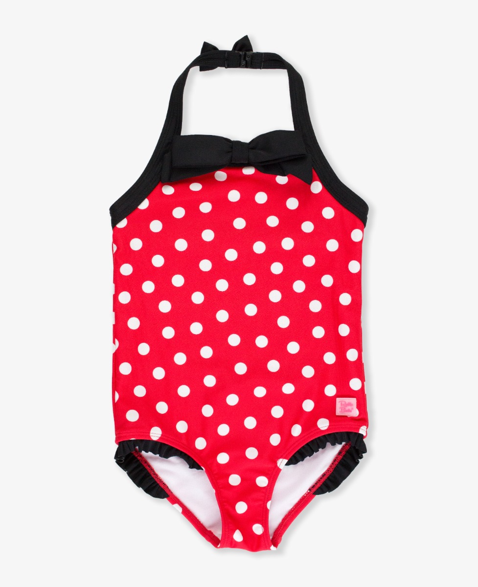 Red Vintage Polka Dot Halter One Piece