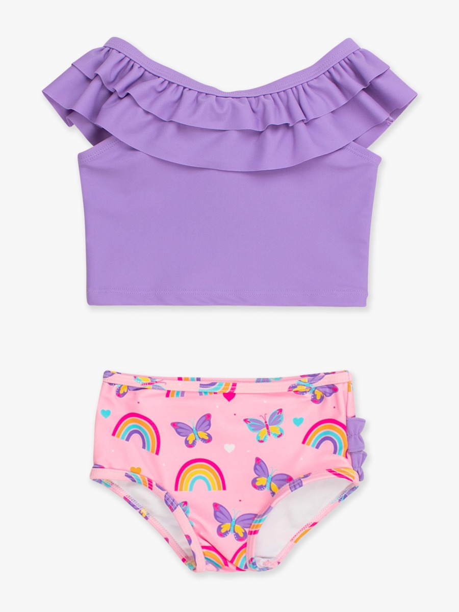 Rainbows & Butterflies Ruffle Tankini 2-Piece Swimsuit, with Signature Rear Ruffles -  3-6m