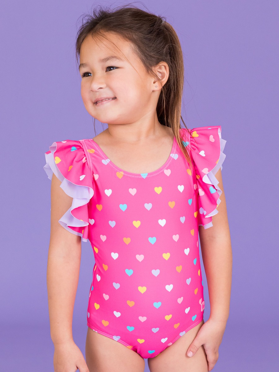 Colorful Hearts Butterfly One Piece Swimsuit