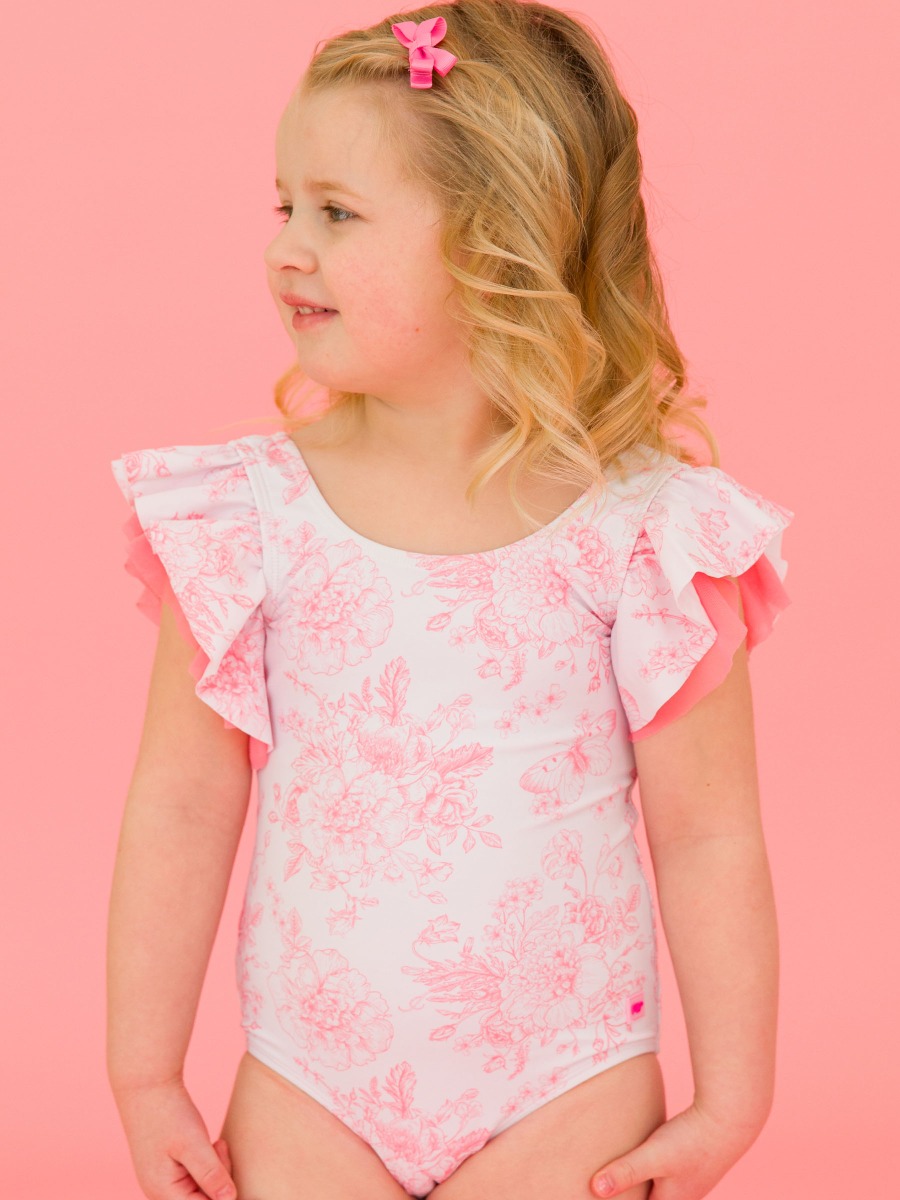 Bubblegum Pink Butterfly Garden Toile Butterfly One Piece
