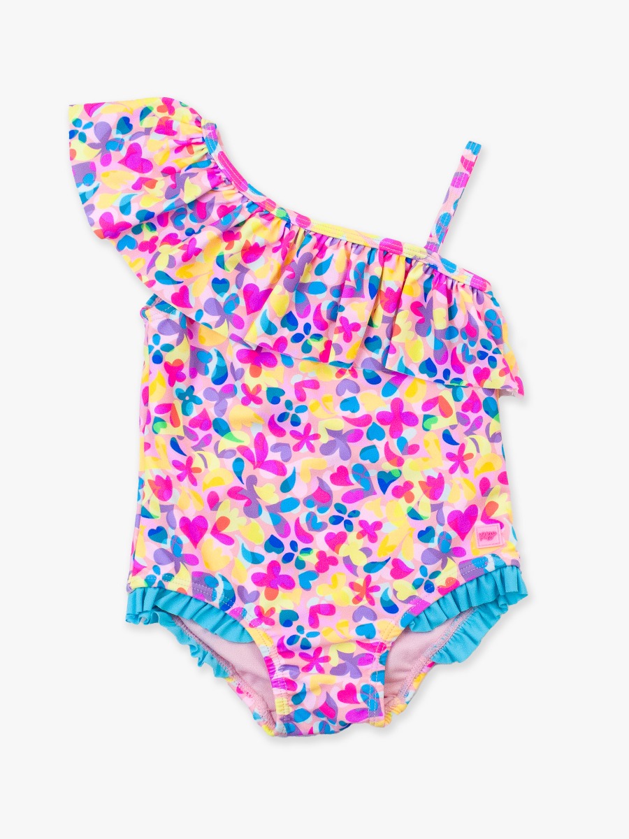 One Shoulder Ruffle One Piece