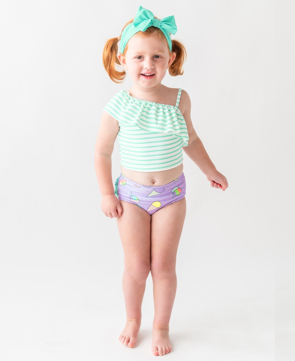 Snow Cones One Shoulder Ruffle Tankini