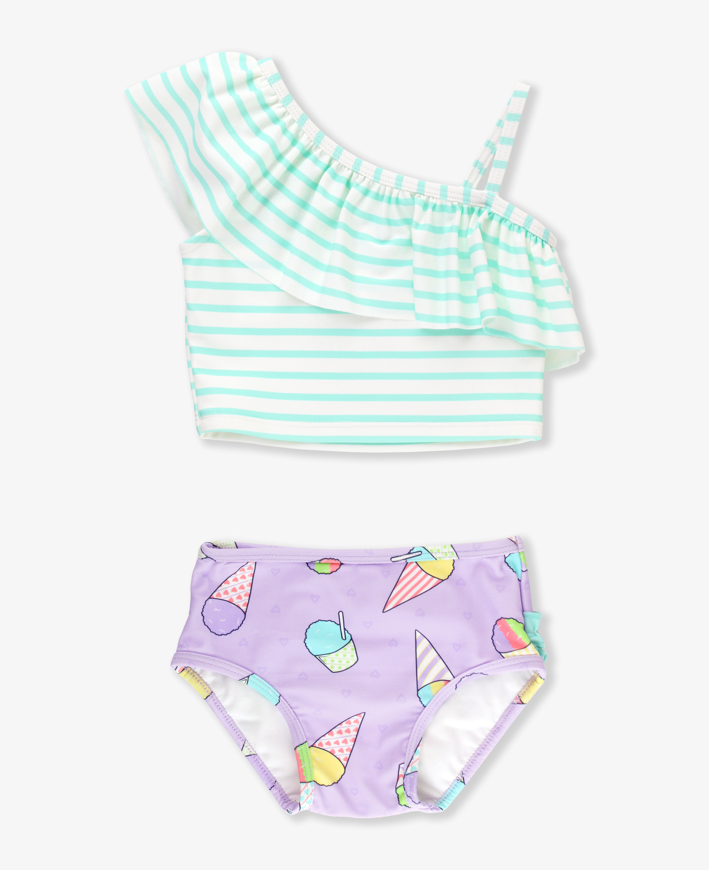 Snow Cones One Shoulder Ruffle Tankini