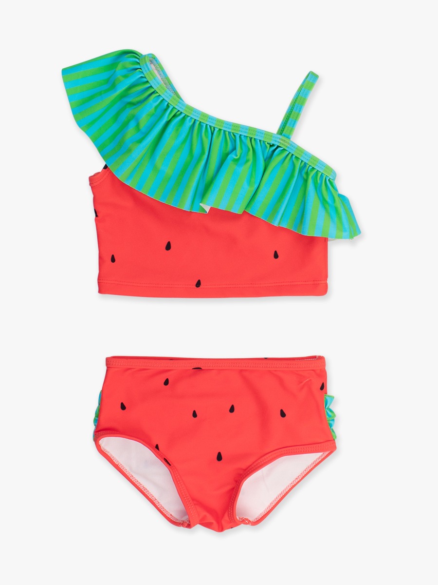 Watermelon One Shoulder Ruffle Tankini Swimsuit