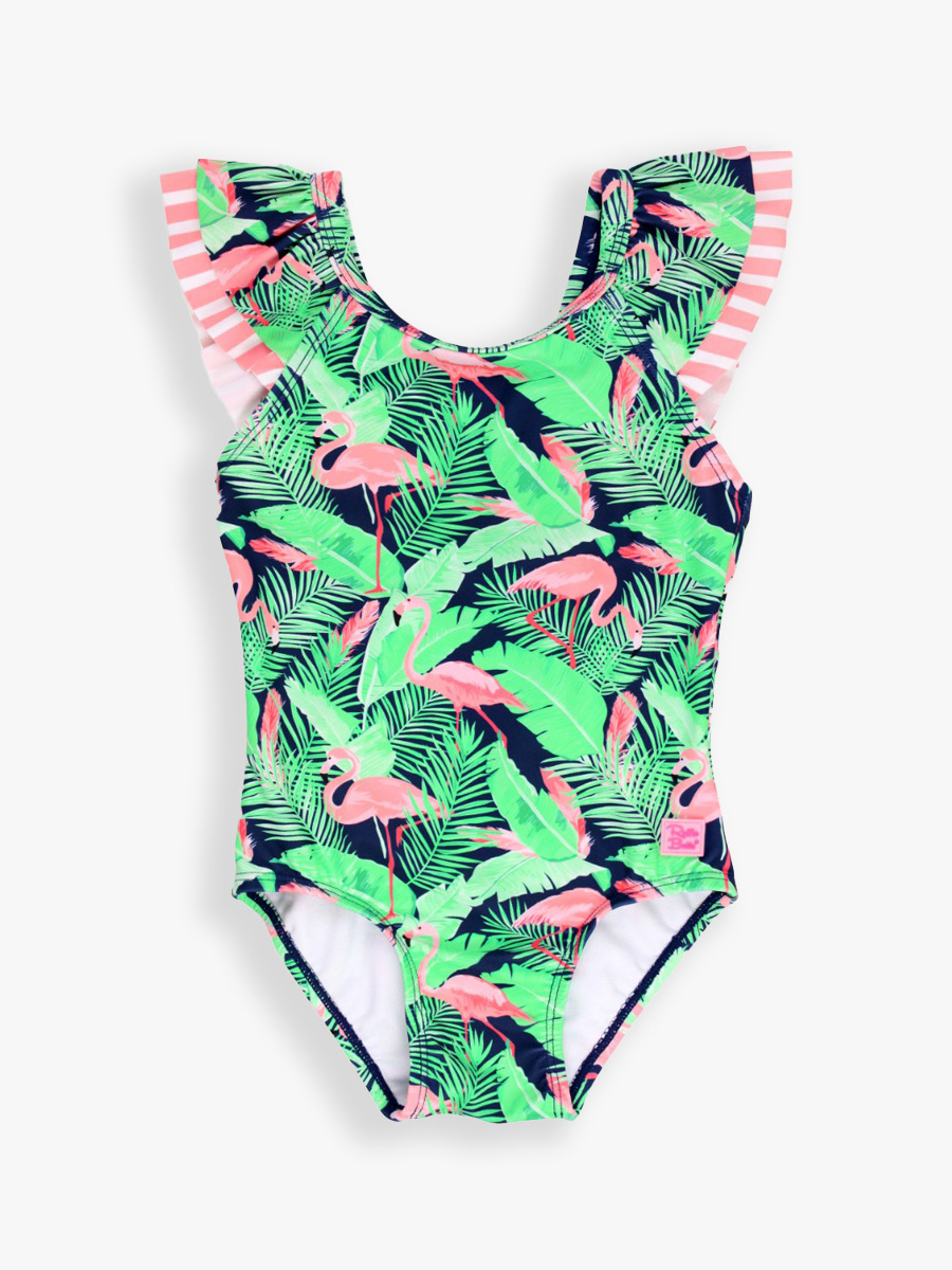 Flamingo Frenzy Ruffle V-Back One Piece