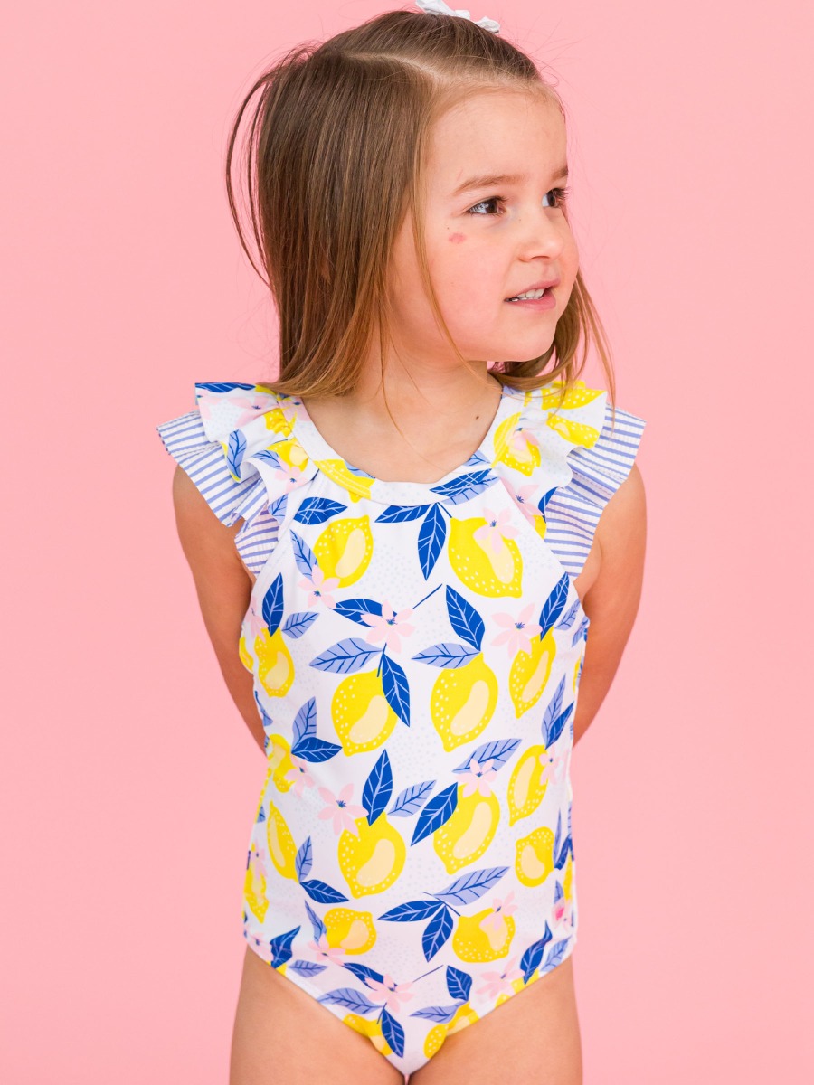 Lemon Capri Bow V-Back One Piece Swimsuit