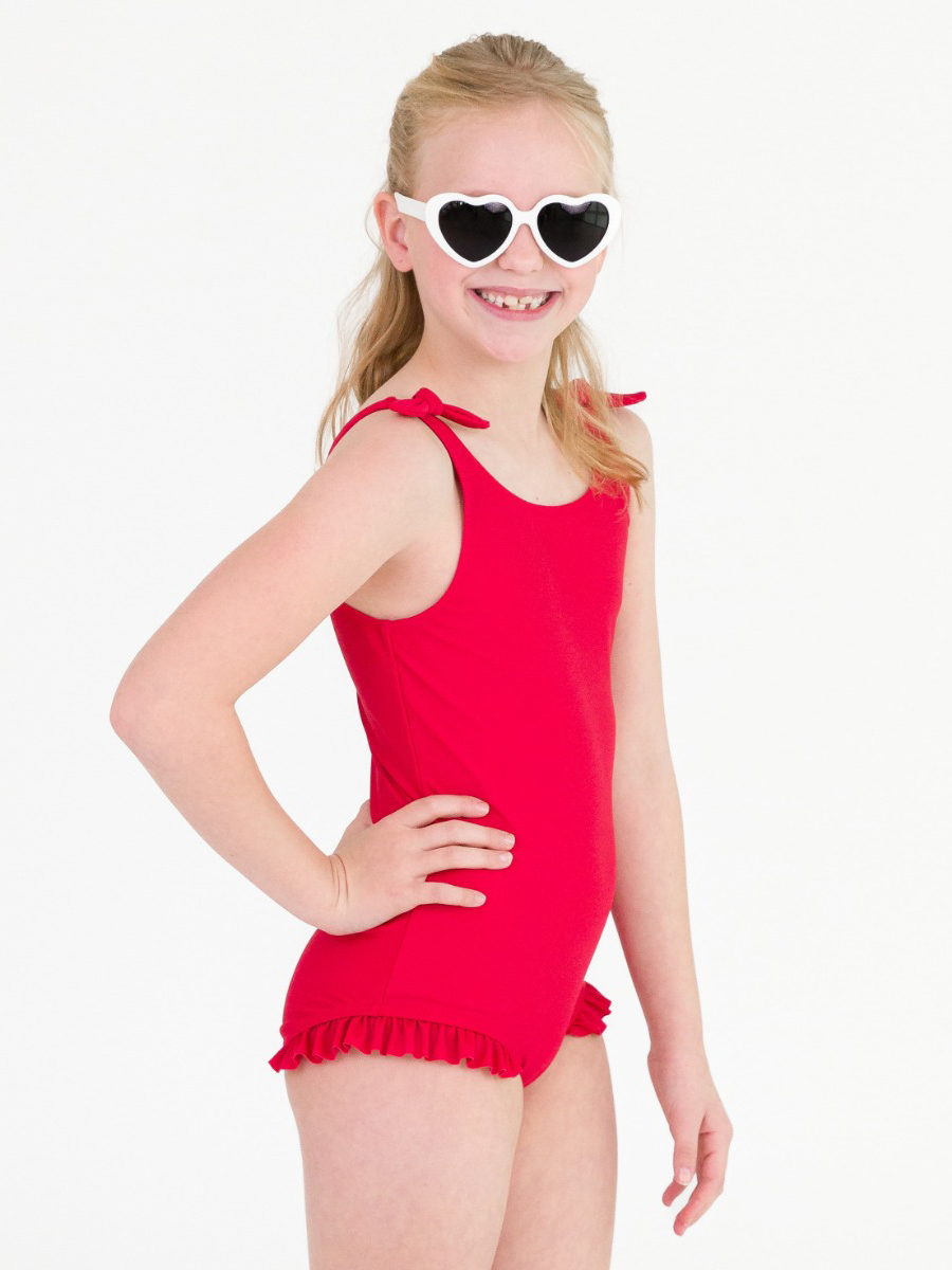 True Red Tie Shoulder One Piece