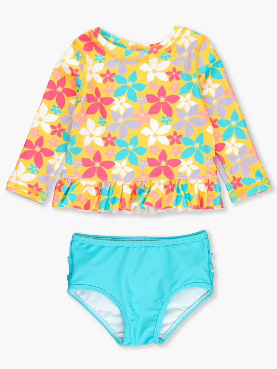 Endless Summer Floral Long Sleeve Rash Guard Bikini