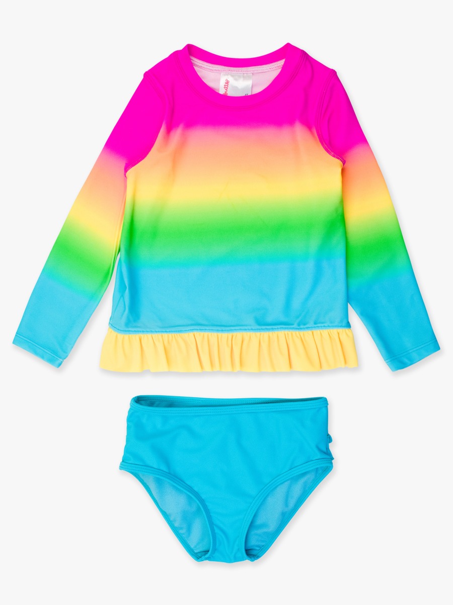 Neon Sunset Long Sleeve Rash Guard Bikini