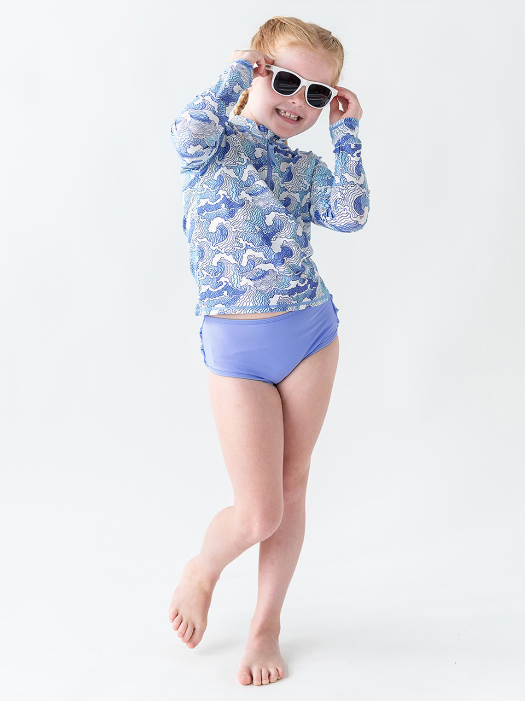 RASHwetsuitsロンスプ SwimZip Kid's Long Sleeve Rash Guard - UPF 50+ Sun