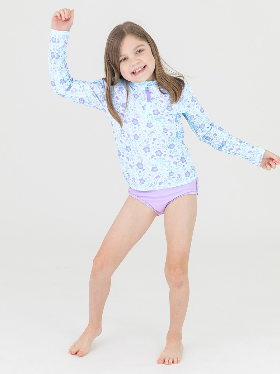 Fairytale Garden Long Sleeve Zipper Rash Guard Bikini