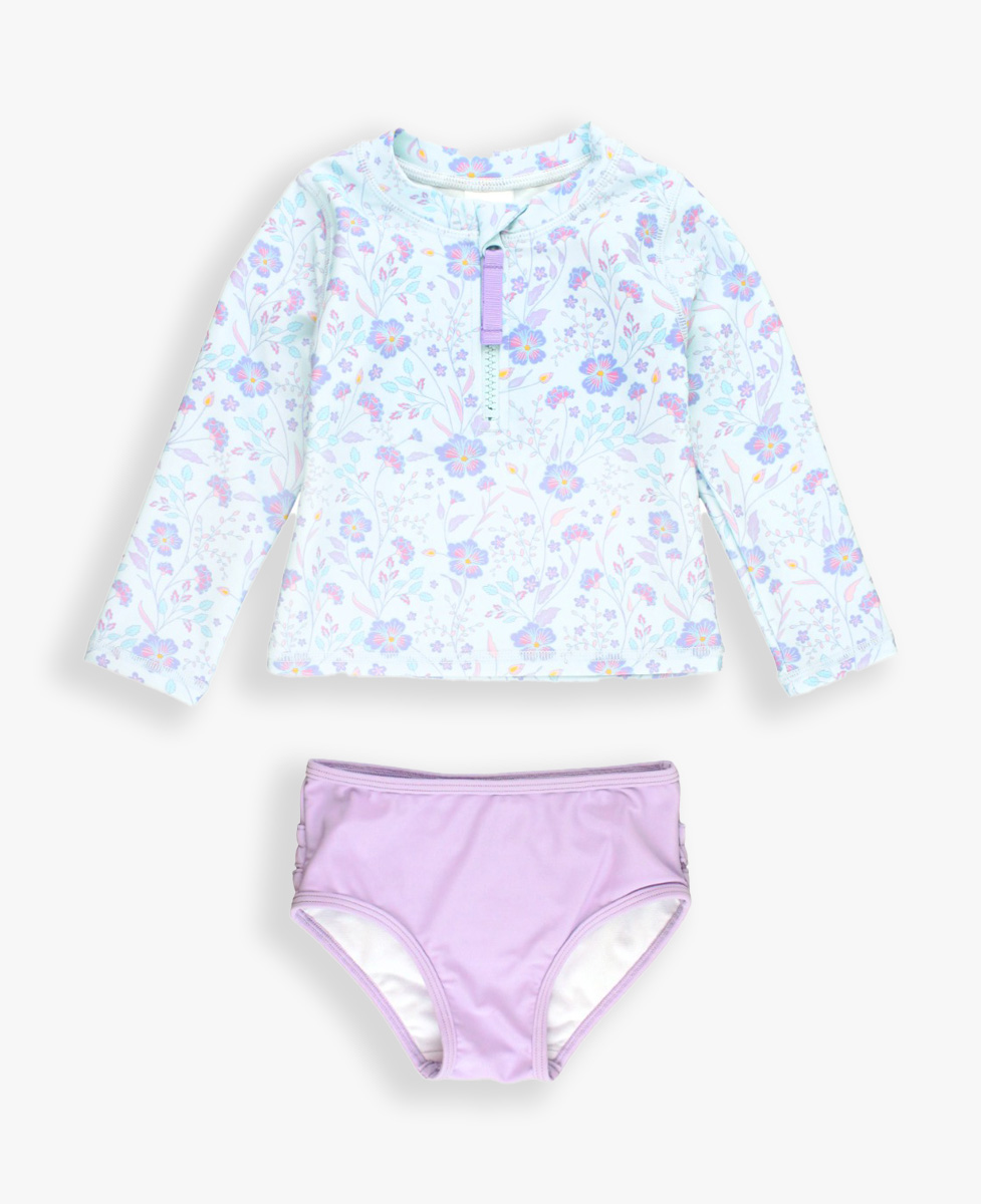 Fairytale Garden Long Sleeve Zipper Rash Guard Bikini
