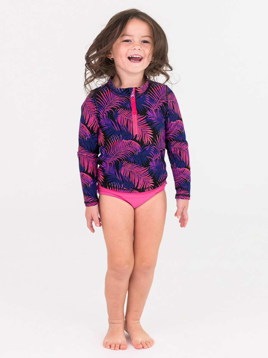 Marine Glow Long Sleeve Zipper Rash Guard 2-Piece