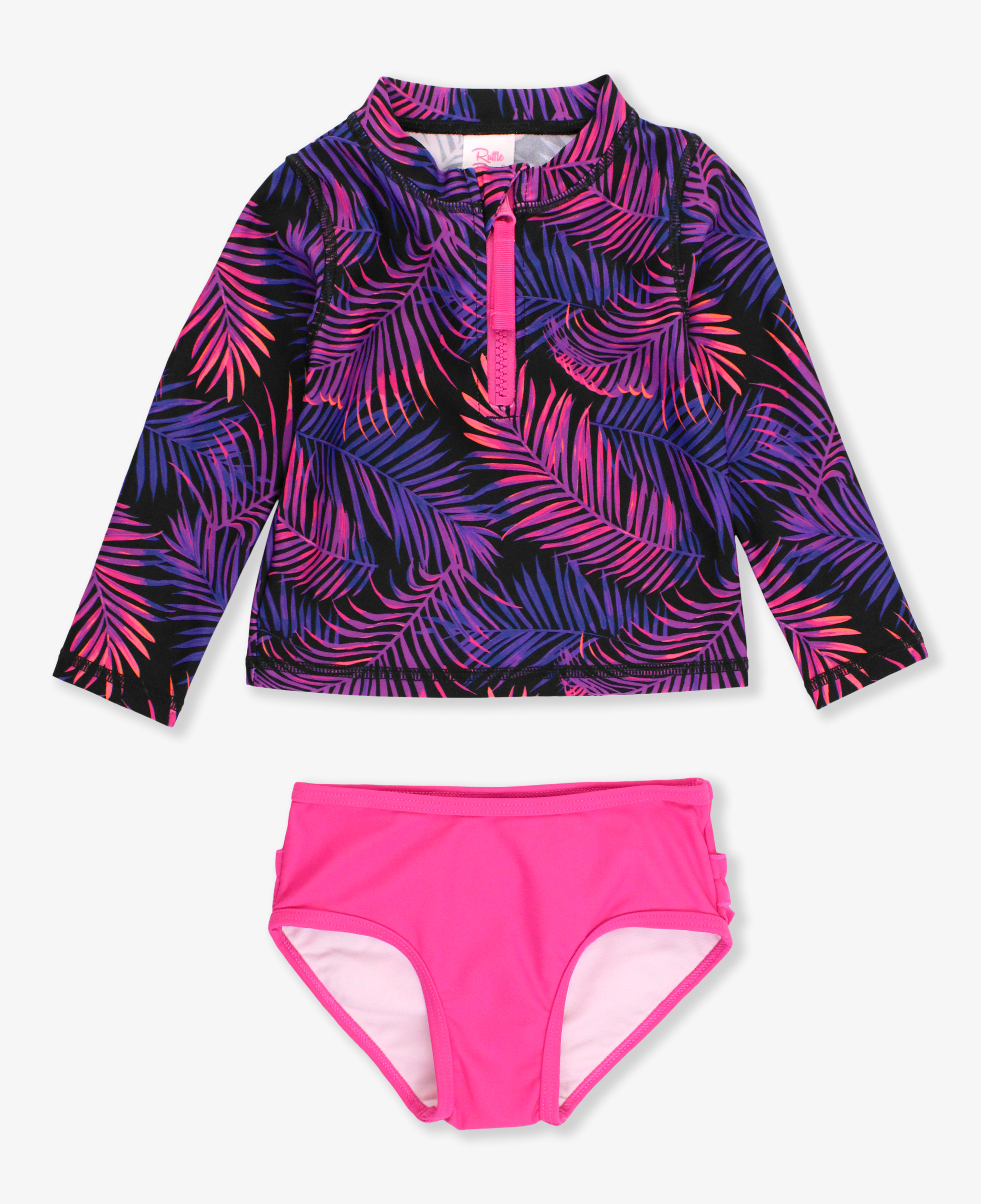 Marine Glow Long Sleeve Zipper Rash Guard 2-Piece
