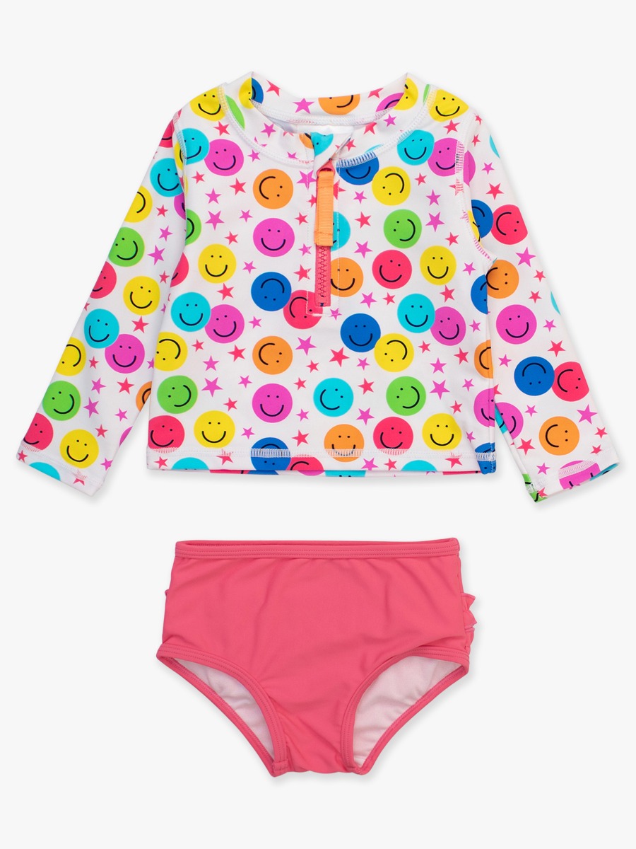 Star Smile Long Sleeve Zipper Rash Guard 2-Piece