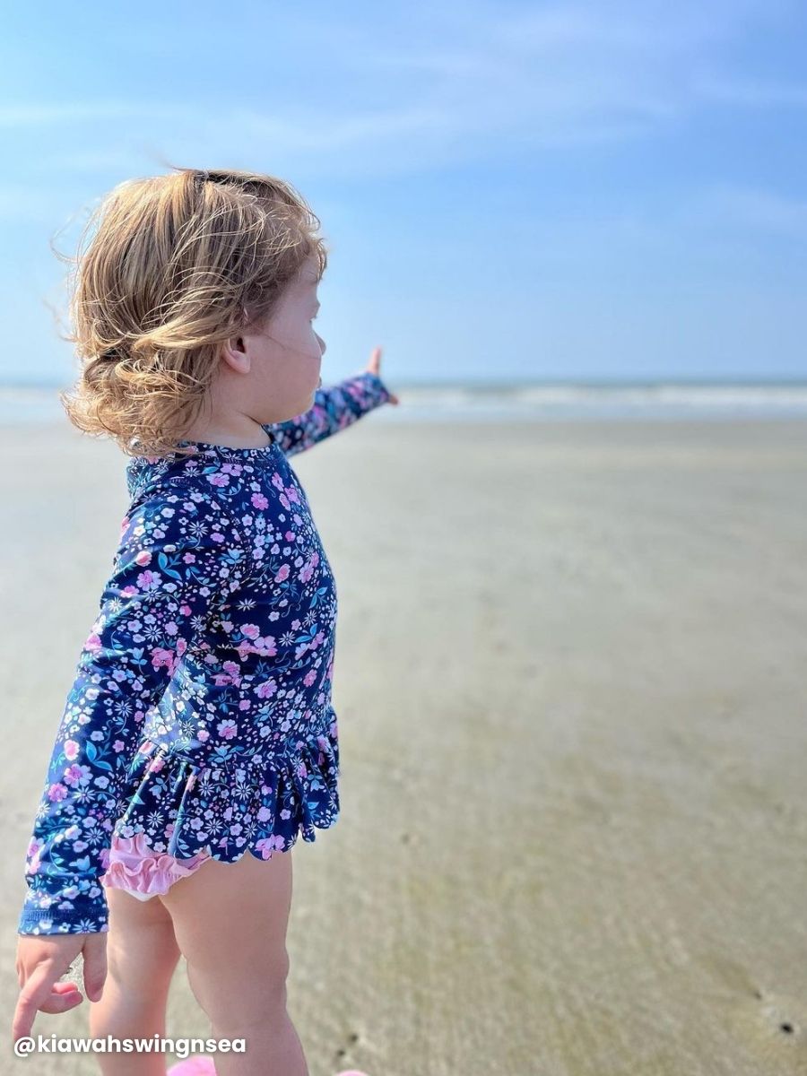Scalloped Long Sleeve Rash Guard 2-Piece
