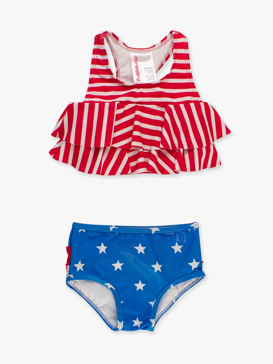 Shimmer Stars & Stripes Flounce Bikini Swimsuit