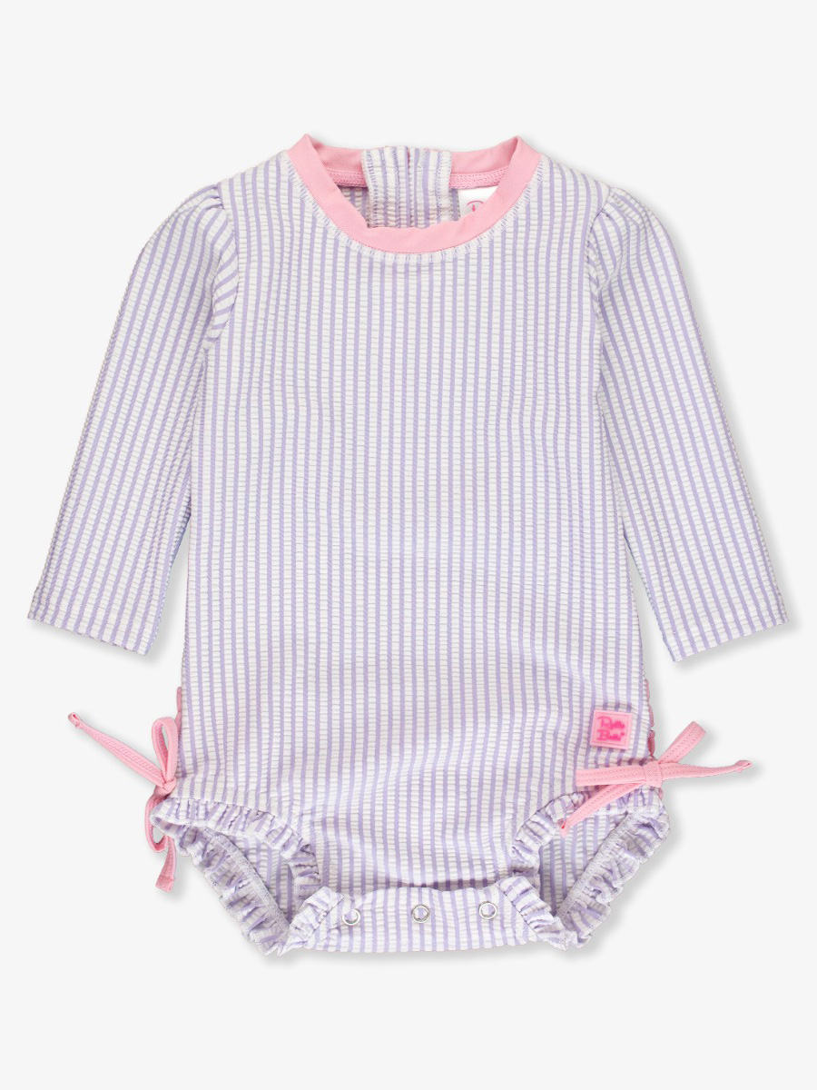 Lavender Seersucker Long Sleeve One Piece Rash Guard