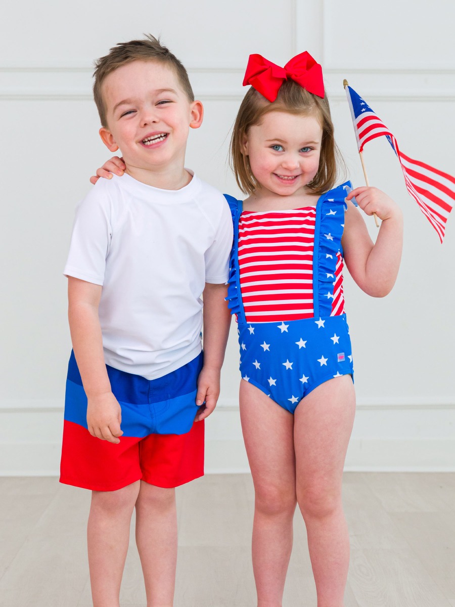 Shimmer Stars & Stripes Pinafore One Piece Swimsuit