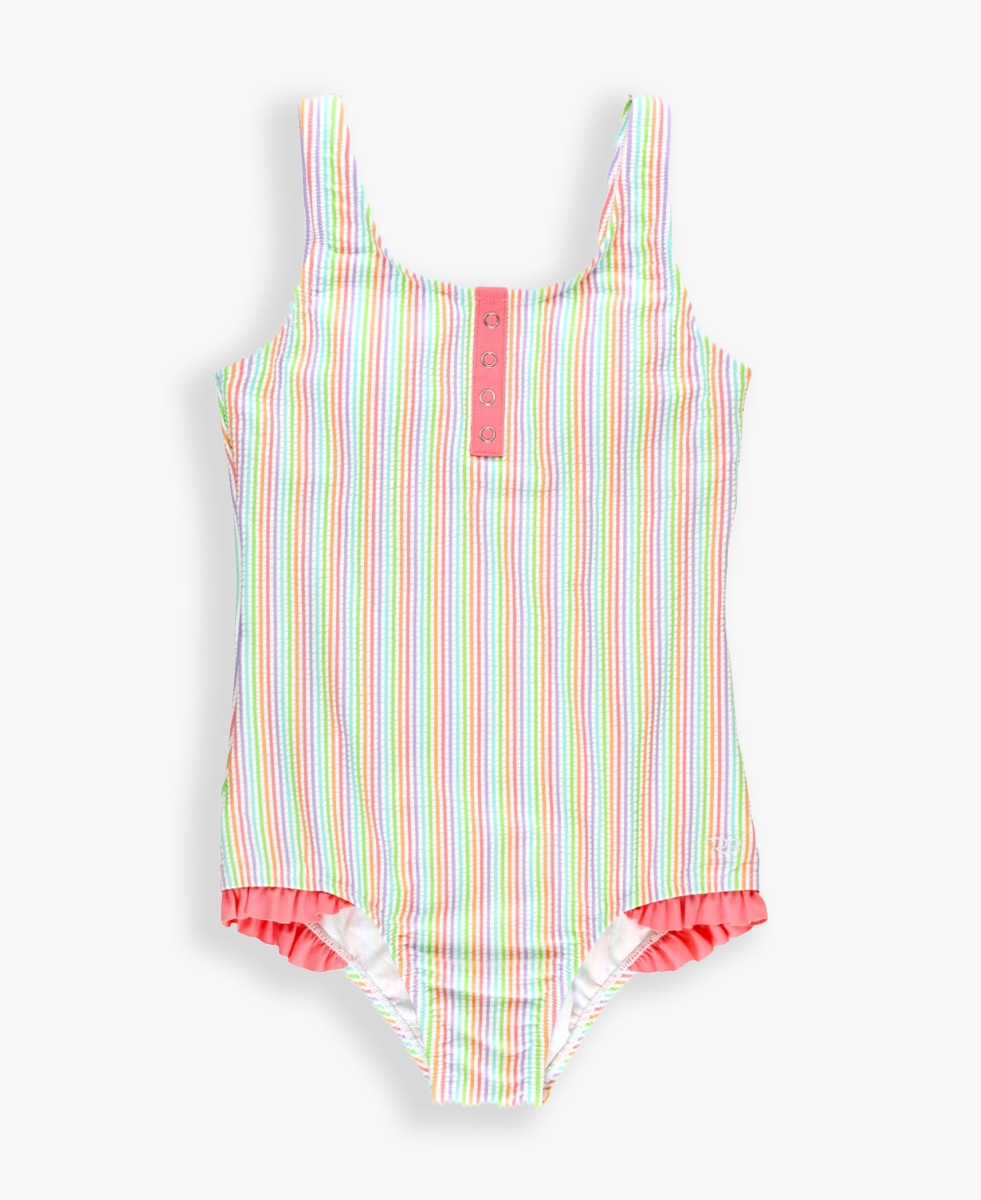 Rainbow Seersucker Tween Henley One Piece
