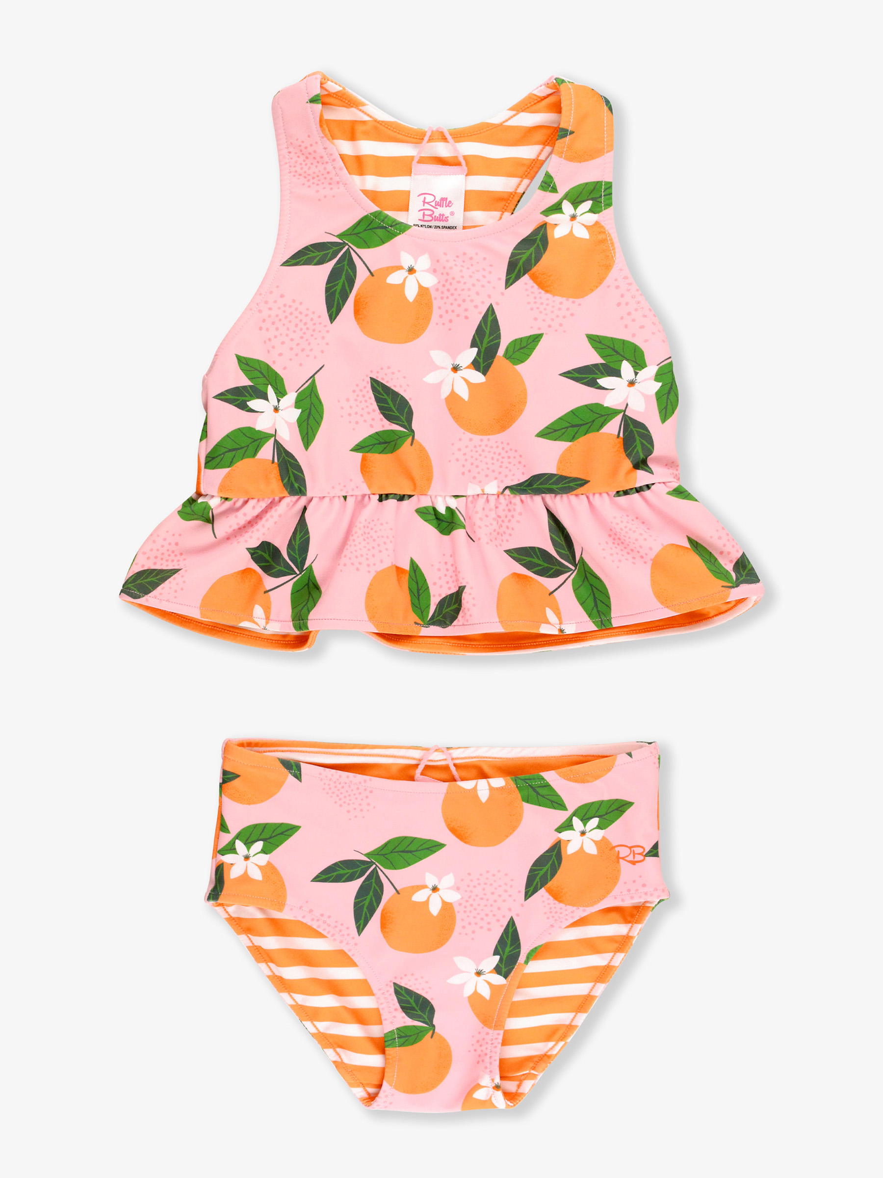 Orange You The Sweetest Reversible Peplum Tankini 2-Piece Swimsuit