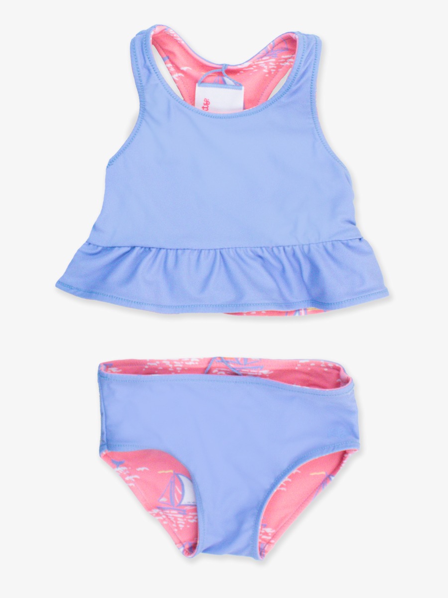 Pink Seas the Day Reversible Peplum Tankini