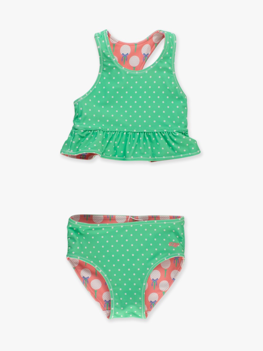 Pink Tee Time Reversible Peplum Tankini Swimsuit
