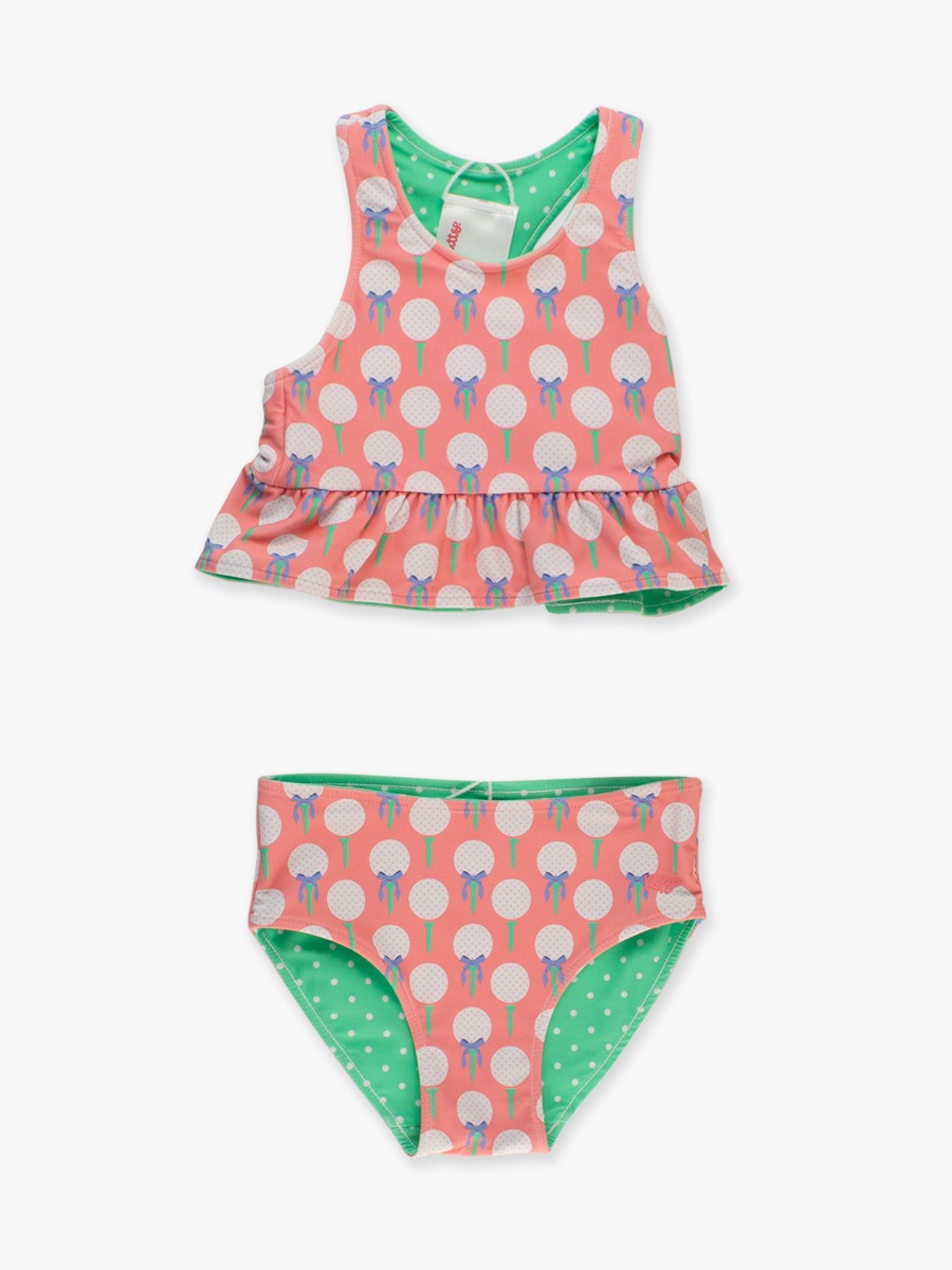 Pink Tee Time Reversible Peplum Tankini Swimsuit