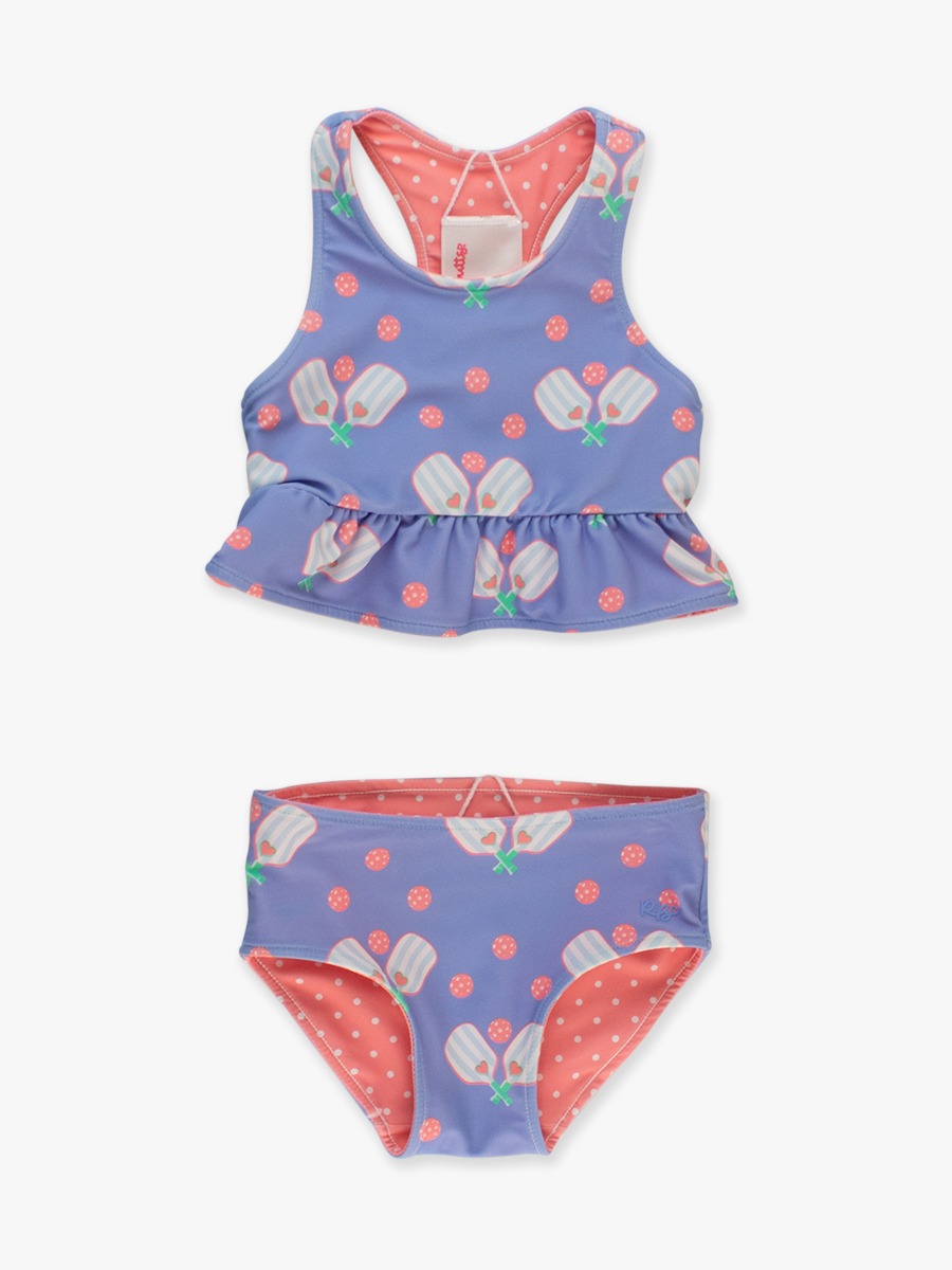 Pickleball Playtime Reversible Peplum Tankini Swimsuit