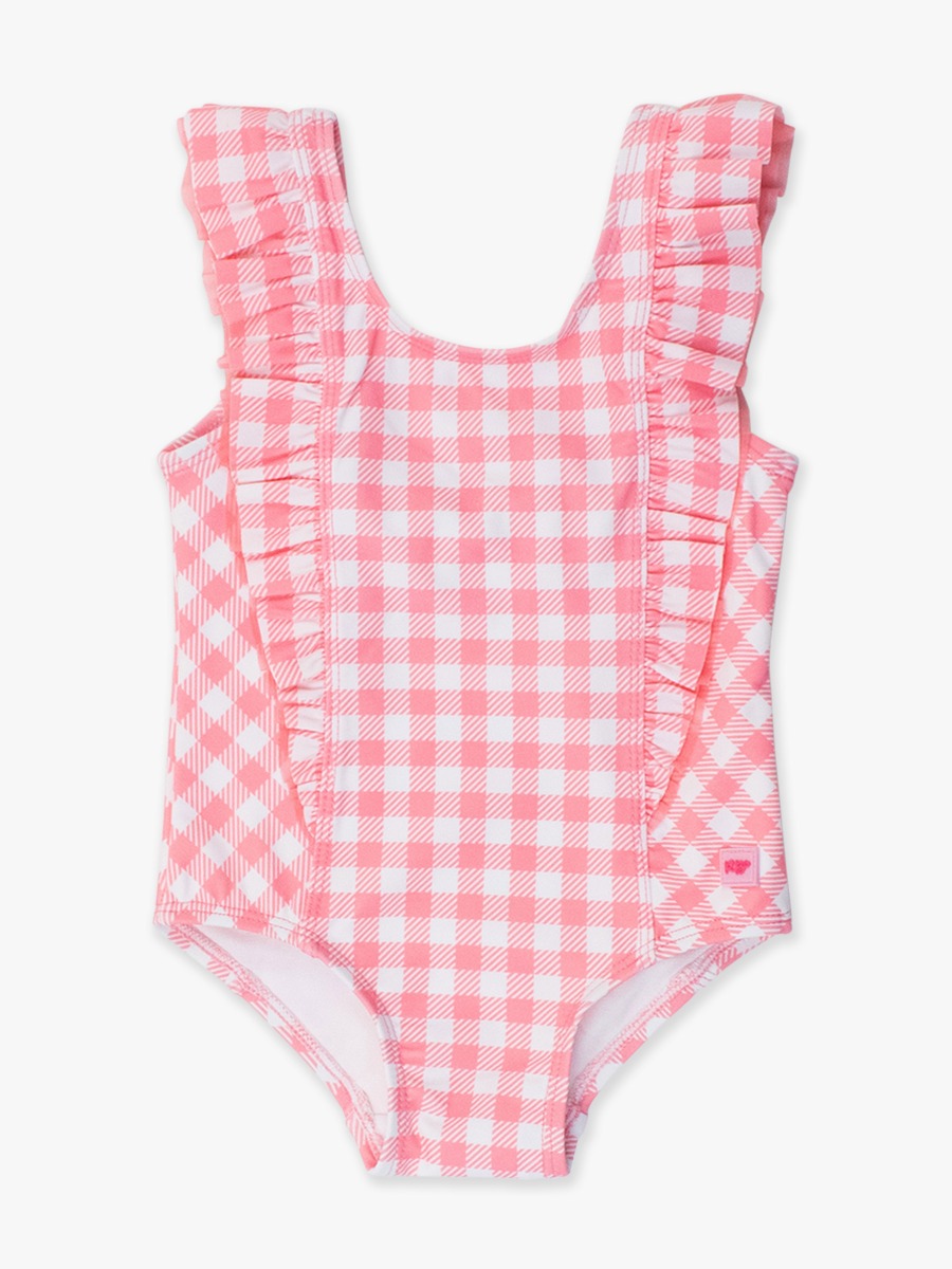 Bubblegum Pink Gingham Waterfall One Piece