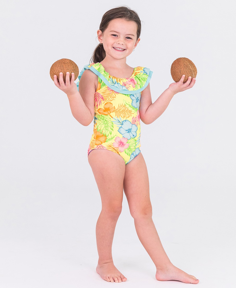 Happy Hula Scoopback Ruffle One Piece