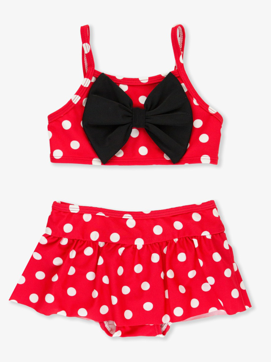 Red Vintage Polka Dot Bow Skirted Bikini