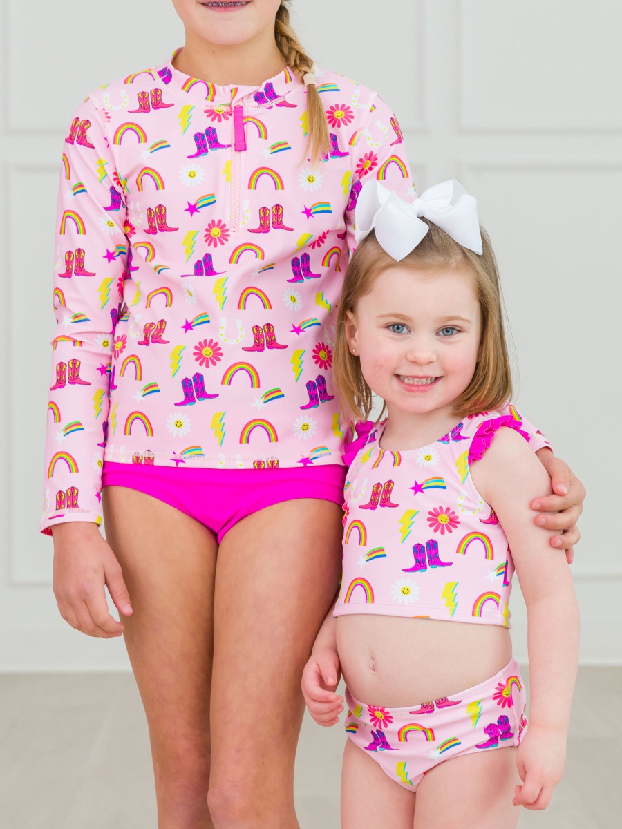 Cowgirl Cutie Girls Racerback Flutter Tankini