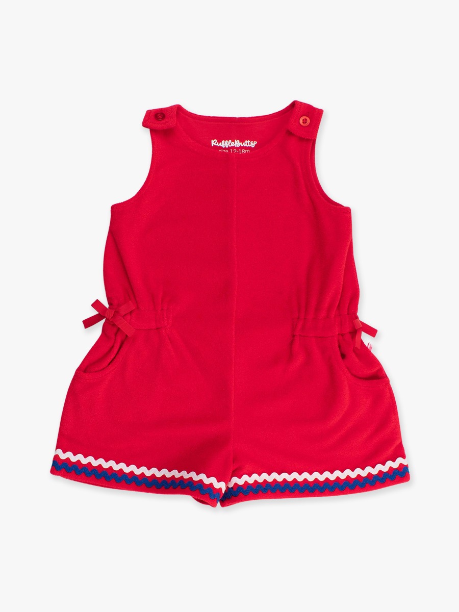 Vintage Red Terry Cover-Up Romper