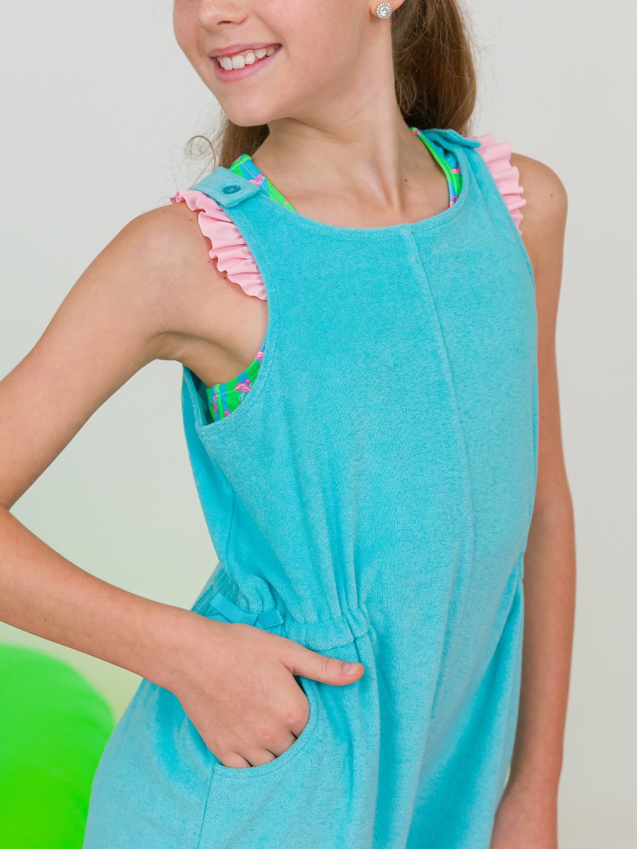 Bright Aqua Terry Cover-Up Romper