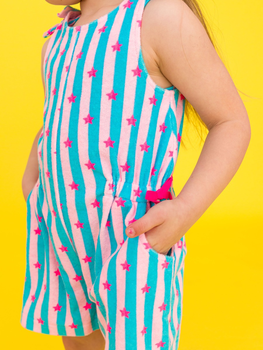 Neon Star Party Terry Cover-Up Romper