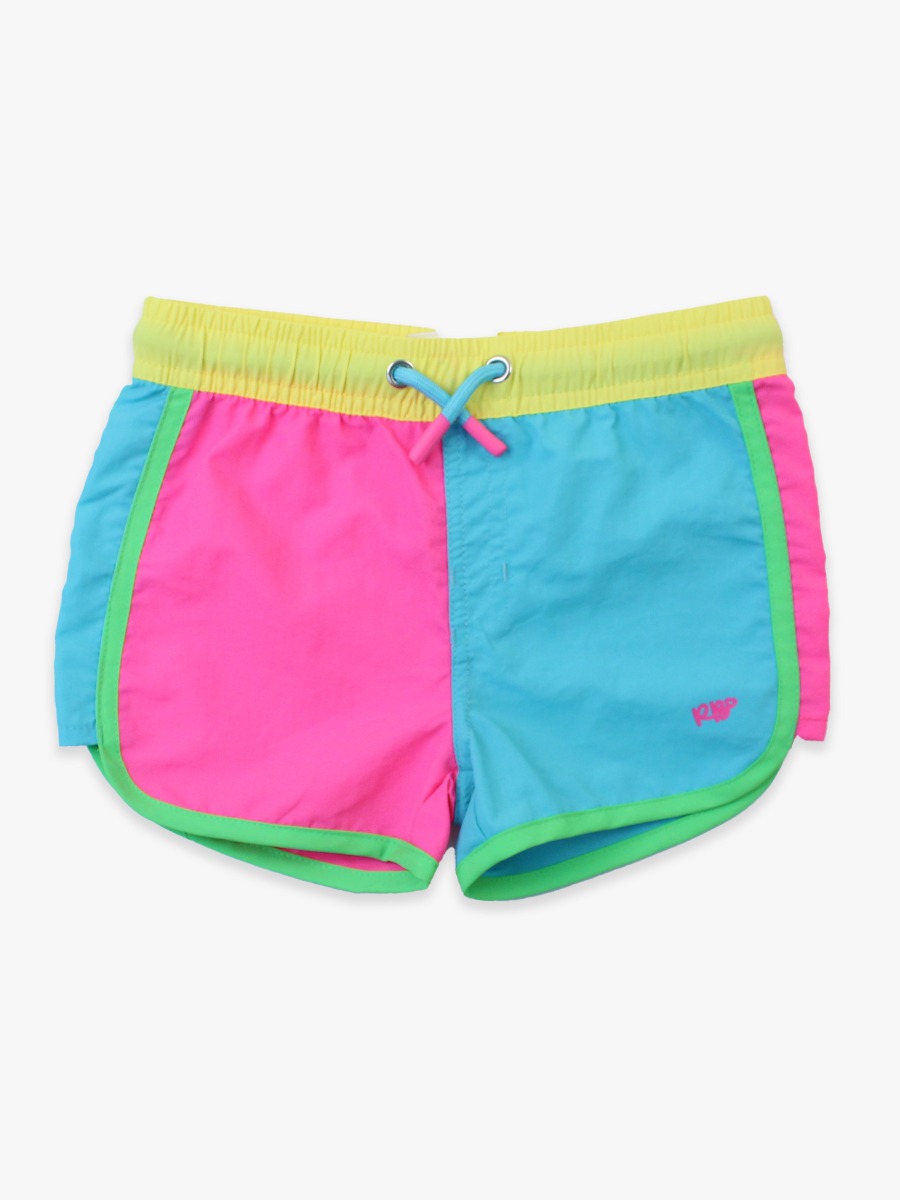 Neon Color Block Girls Board Shorts