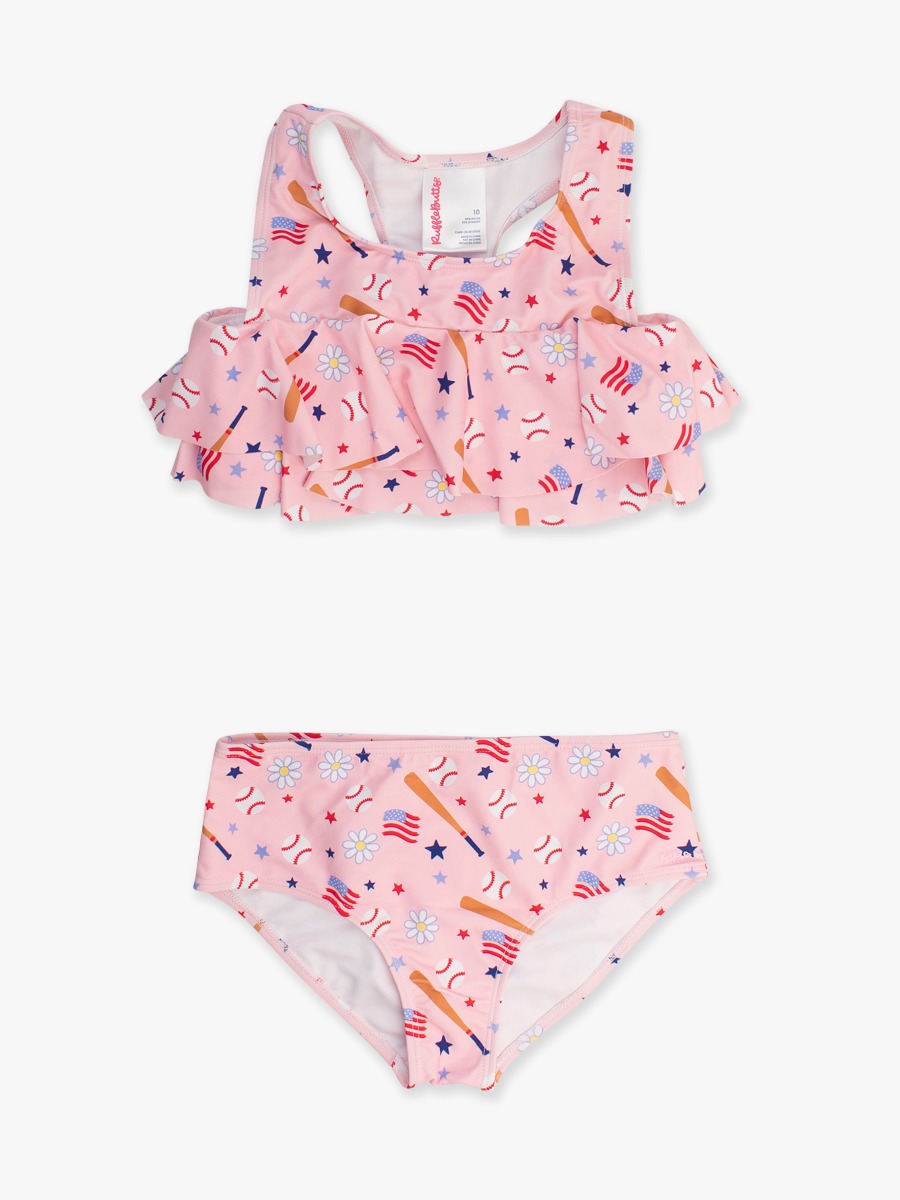 Pink Play Ball Girls Flounce Bikini