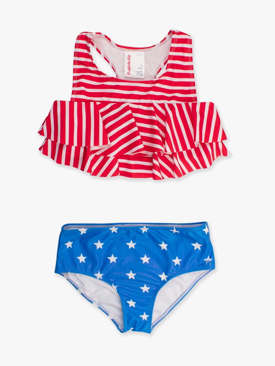 Shimmer Stars & Stripes Girls Flounce Bikini Swimsuit
