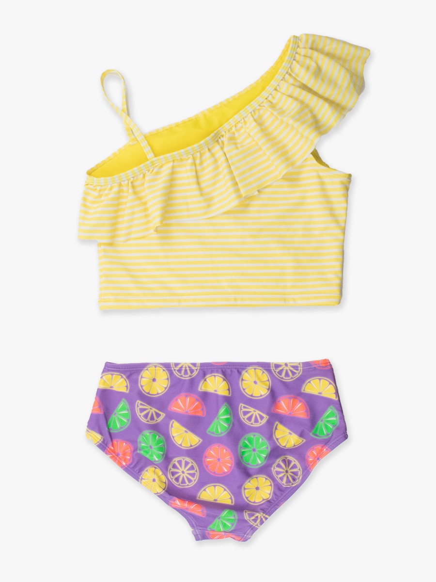 Girls One Shoulder Ruffle Tankini