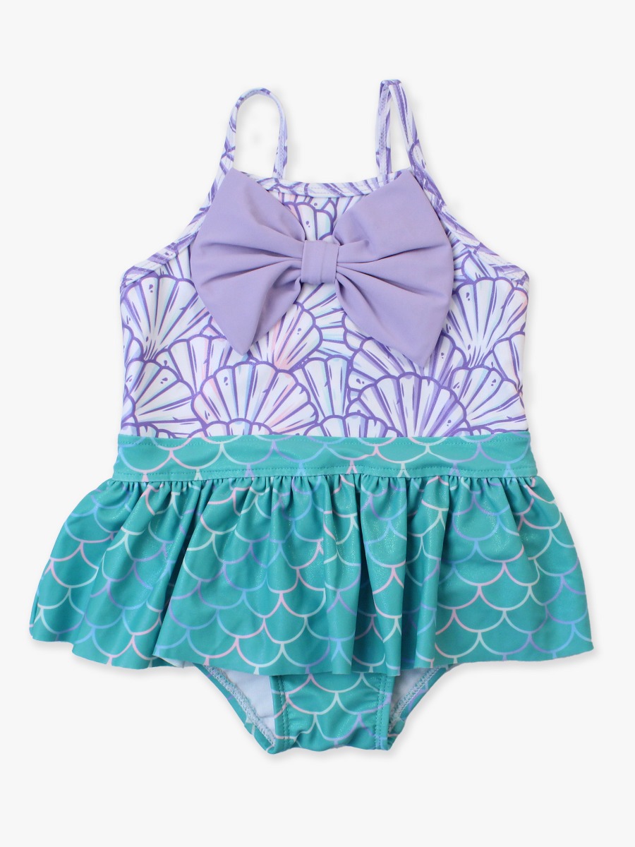 Magical Mermaid Big Bow Skirted One Piece Swimsuit -  3-6m