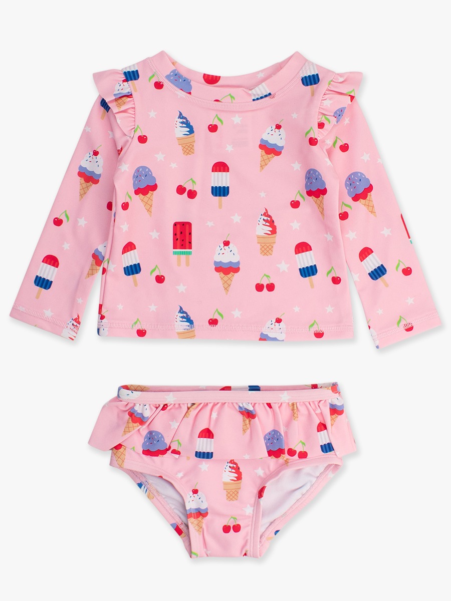Sweet Freedom Skirted Flutter Long Sleeve Rash Guard Bikini
