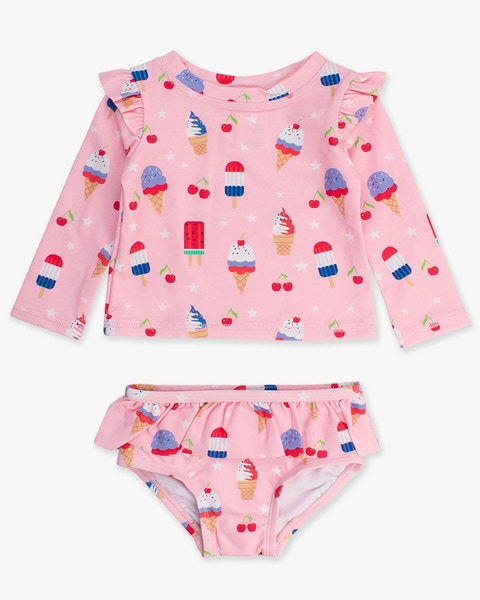 Sweet Freedom Skirted Flutter Long Sleeve Rash Guard Bikini