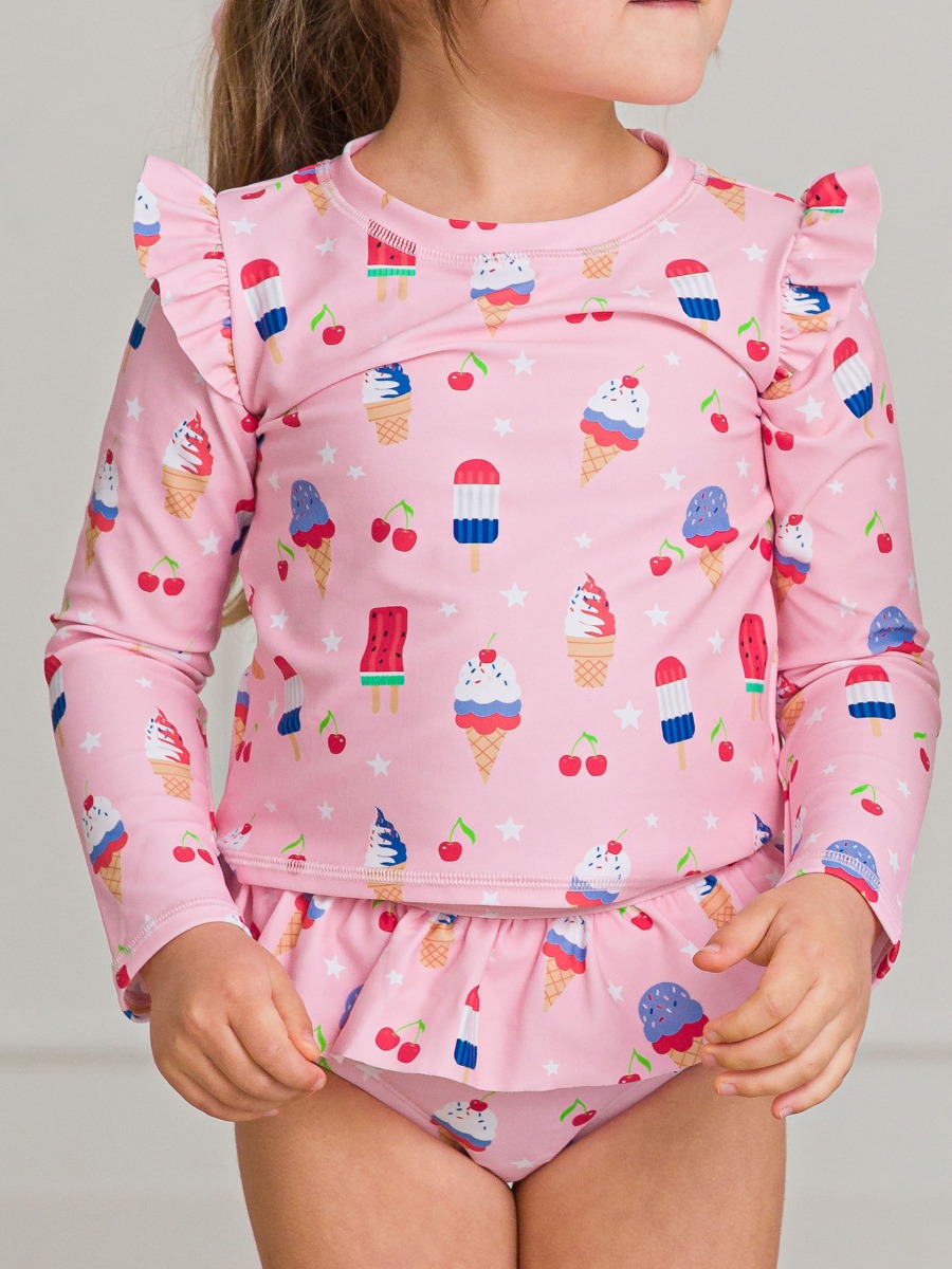 Sweet Freedom Skirted Flutter Long Sleeve Rash Guard Bikini