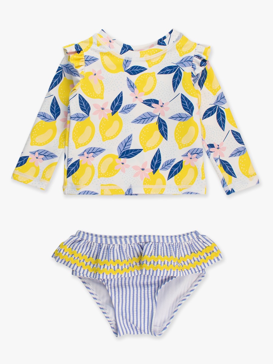 Skirted Flutter Long Sleeve Rash Guard Bikini