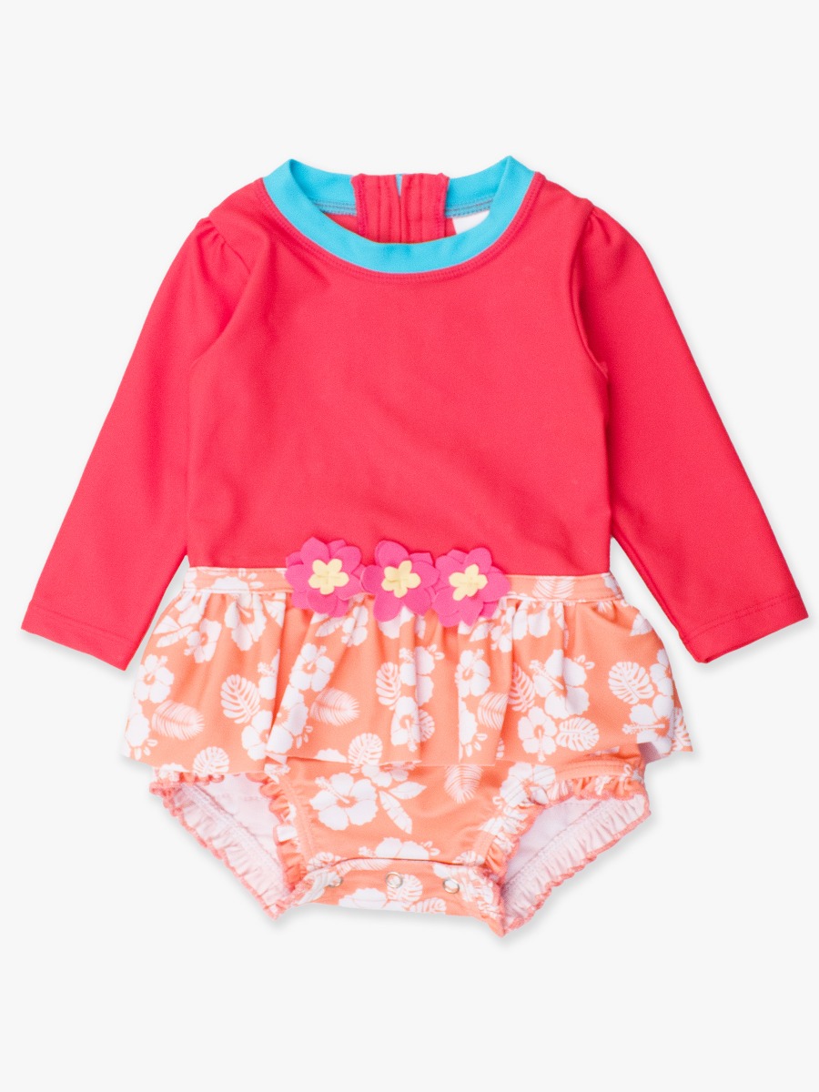 Island Princess Long Sleeve Flower Skirted One Piece