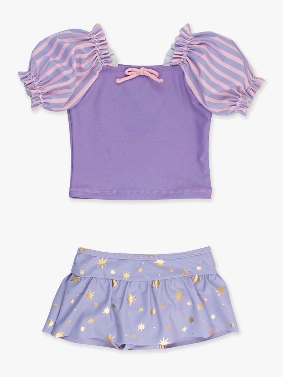 Amethyst Princess Puffed Sleeve Skirted 2-Piece Swimsuit