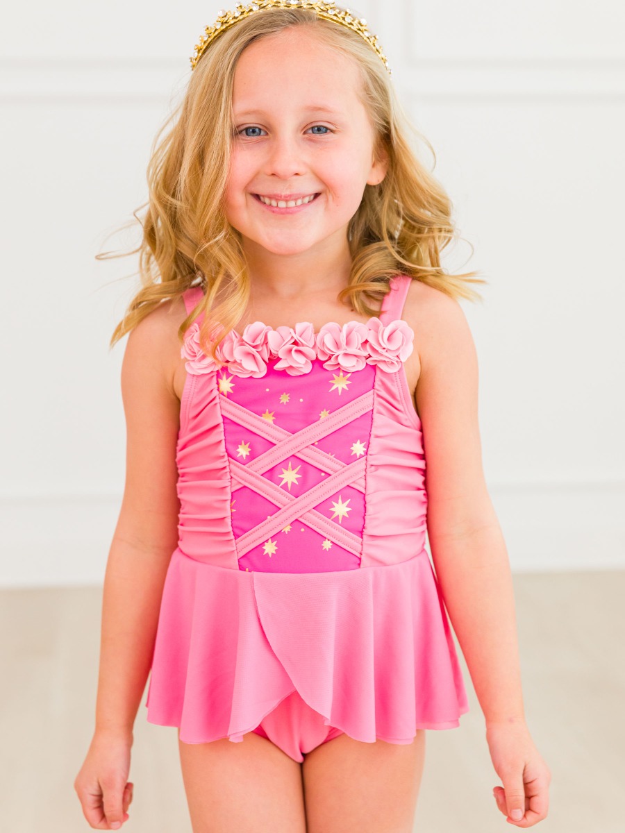 Royal Pink Princess Dress-Up One Piece Swimsuit