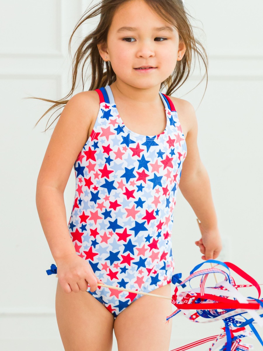 Shimmer Star-Spangled Cross-Back One Piece Swimsuit
